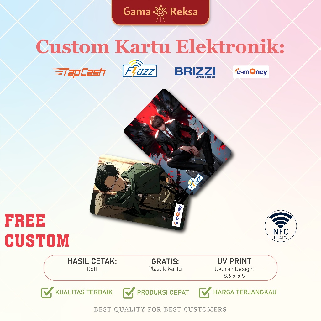 

( SEHARI JADI )Costum Kartu E-Toll Cetak UV Printing Tema ANIME