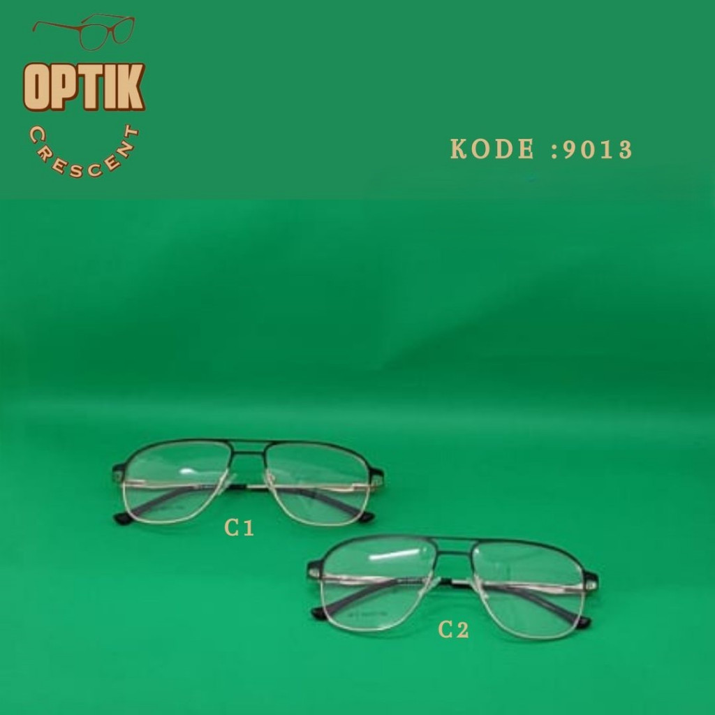 9013 Frame Kacamata Baca Kotak Semi Rimless