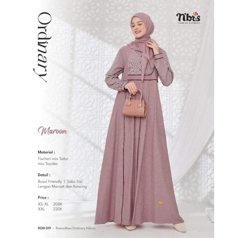 Nibras RON 019 / Dress Remaja Dewasa / Gamis Remaja Dewasa / Dress Simpel kekinian / Outfit Casual