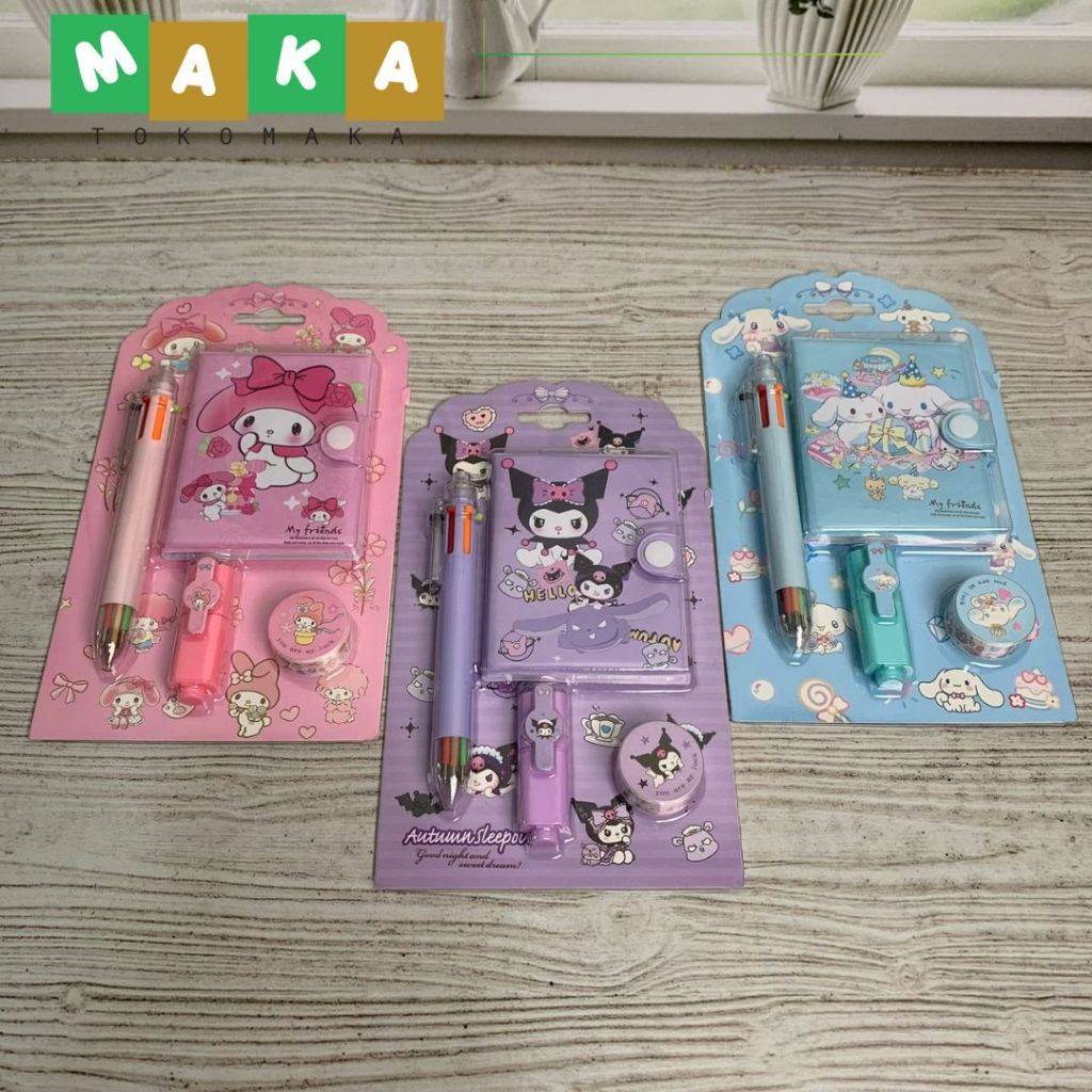 

SET ALAT TULIS 4 IN 1 SANRIO SAT-1259 paket alat tulis kuromi melody cinamoroll paket pulpen buku kecil perlengkapan alat tulis kantor sekolah