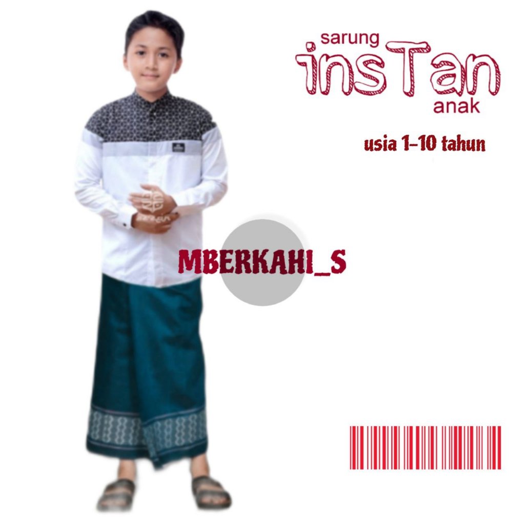 Original Sarung Instan Anak Laki Laki Model Rok Praktis Umur 1-10 Tahun