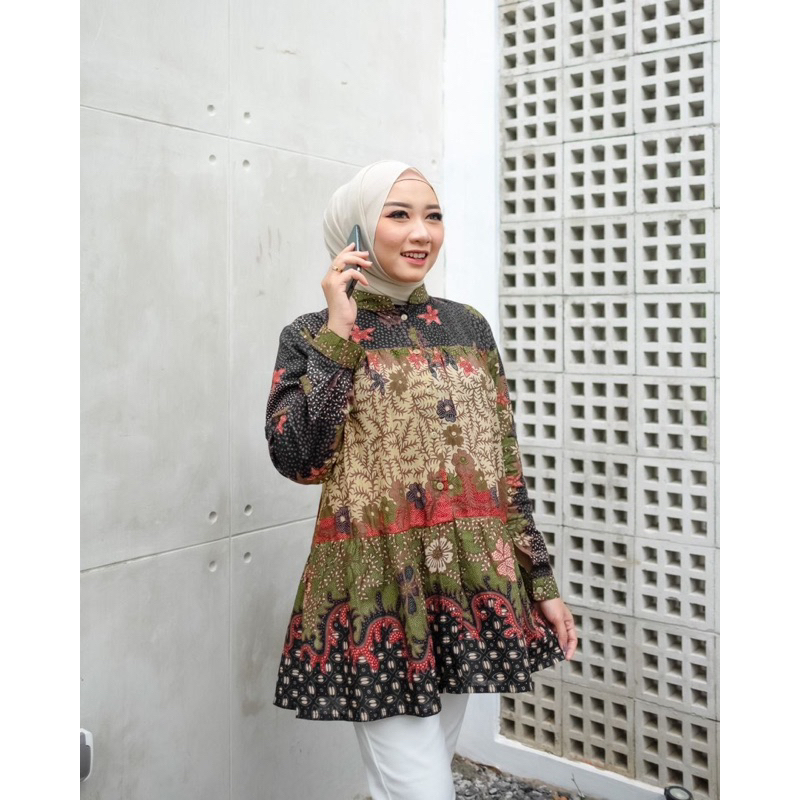 BATIK WANITA KANCING DEPAN BLOUSE BATIK WANITA MODERN TERLARIS