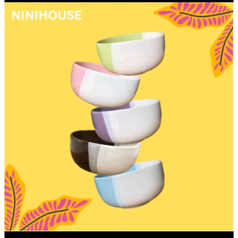 Mangkok kalibon two tone dua warna keramik souvenir