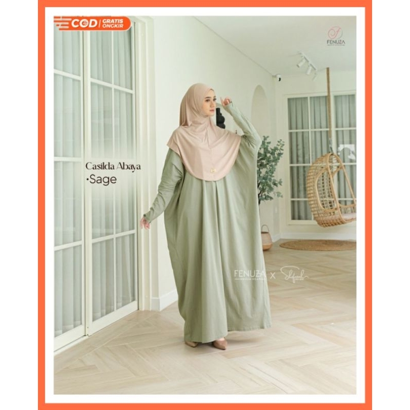 Abaya Muslimah Katun Combed 24s Polos Casilda Abaya by Fenuza