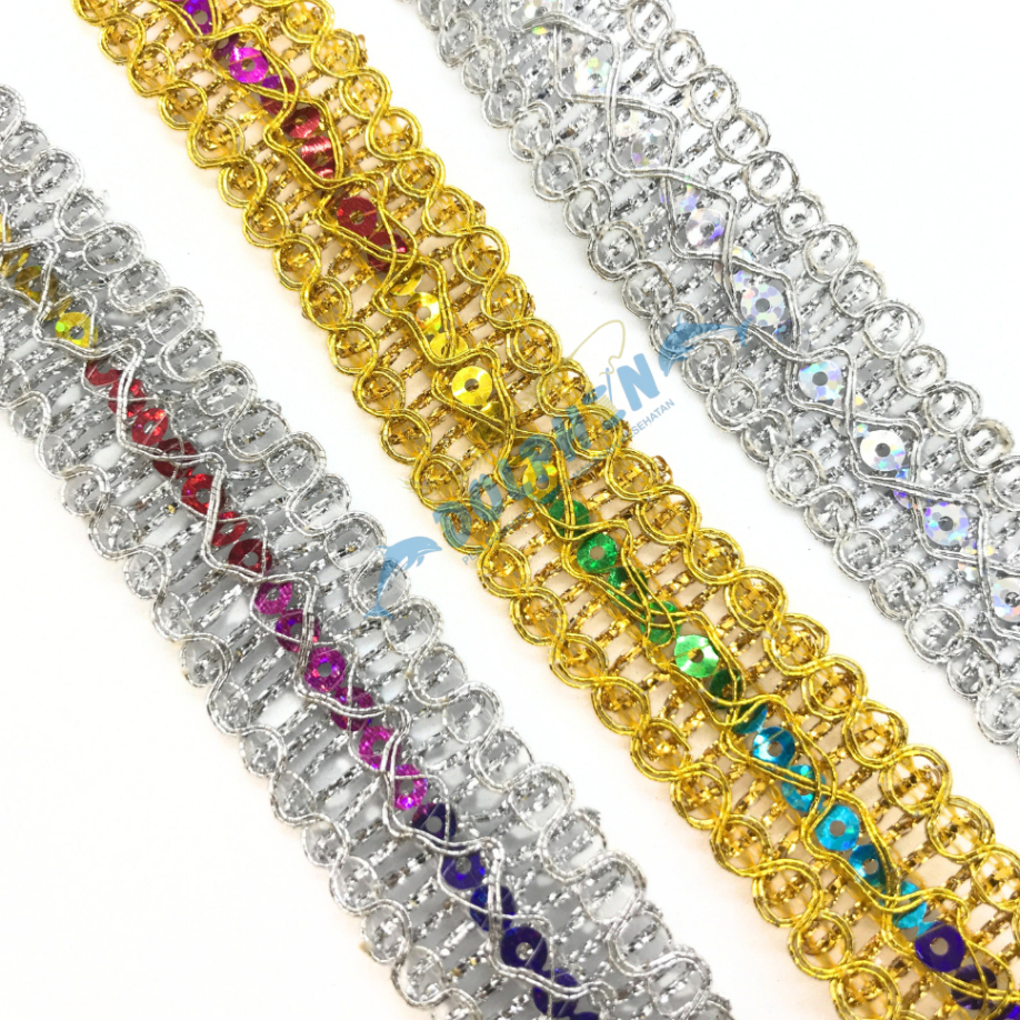 [Meteran-14] Renda 935 Perak Renda 2cm Hiasan Baju Wanita Craft Aksesoris