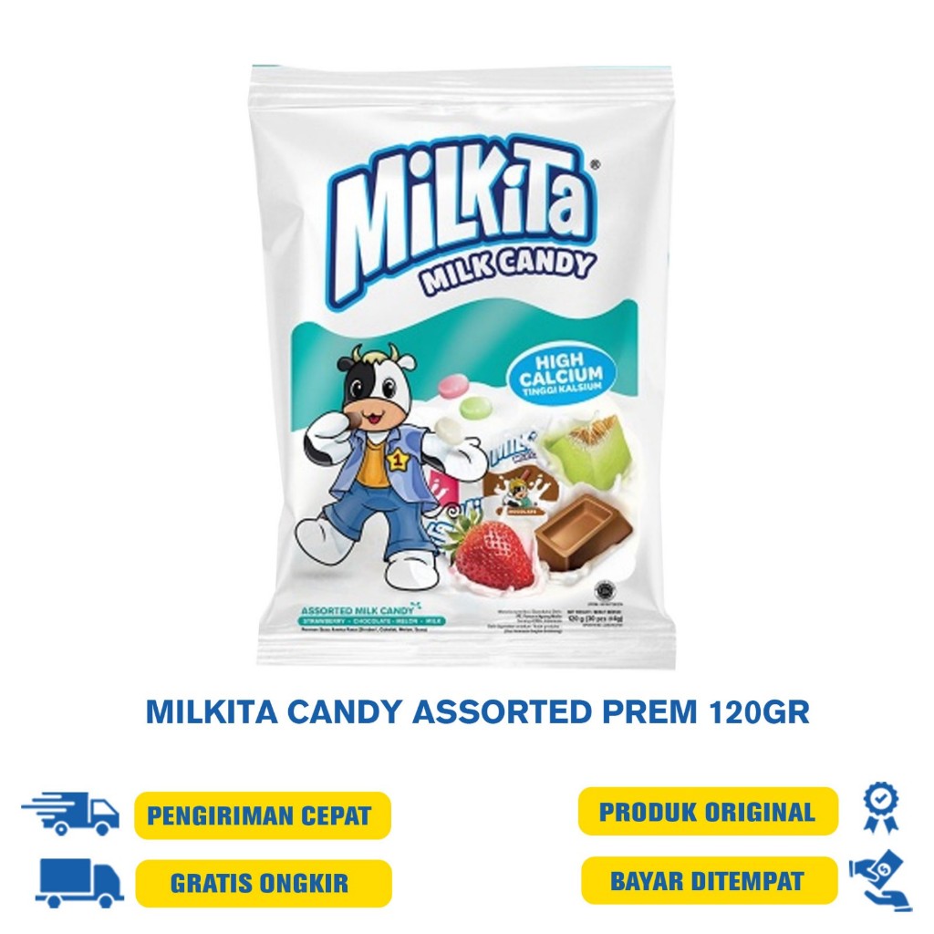 

MILKITA CANDY STRAWBERRY 120GR/ASSORTED PREM120GR/COKLAT120GR/SUSU BAG20X30