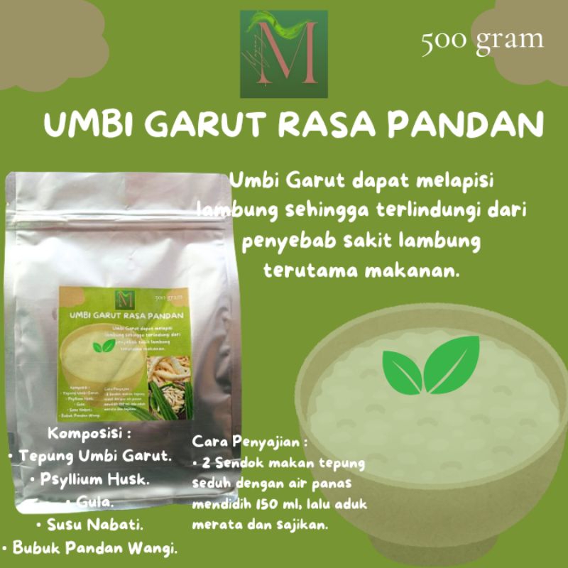 

sereal umbi garut / angkrik sereal bubur lambung rasa pandan untuk gerd gastro dan asam lambung isi 500 gram