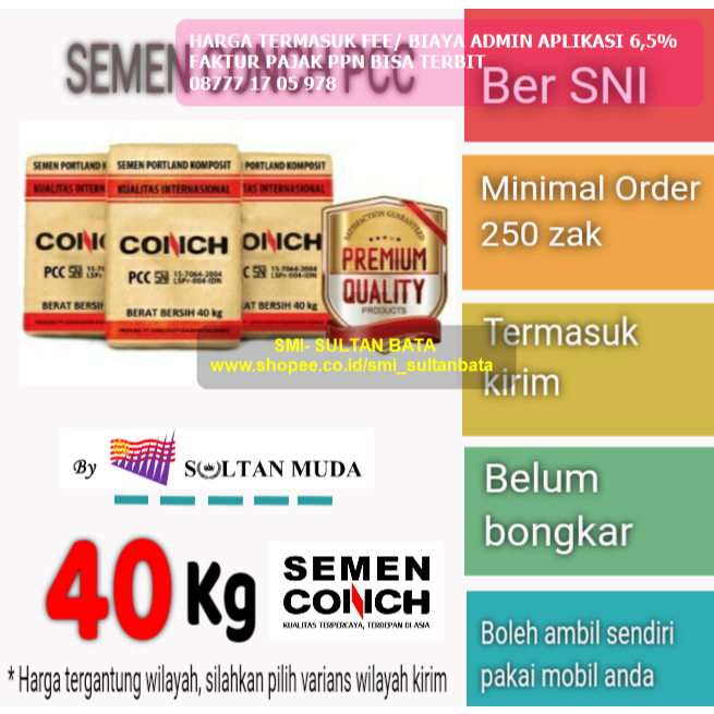 SEMEN CONCH PCC 40KG (MINIMAL ORDER 250 ZAK) - BELUM BONGKAR