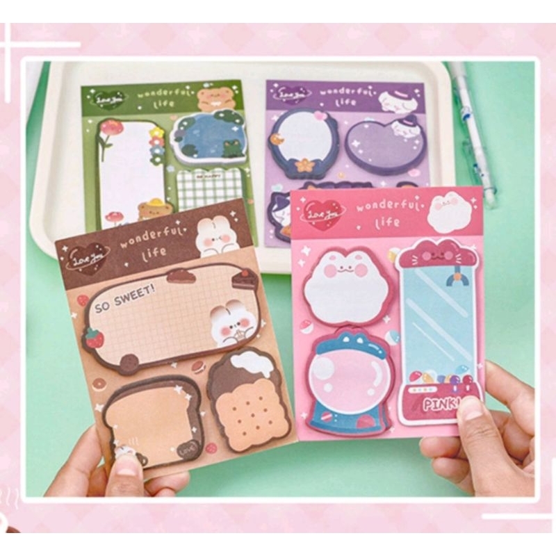 

Sticky notes set 3 motif / pack model lucu karakter mini / kertas memo pad