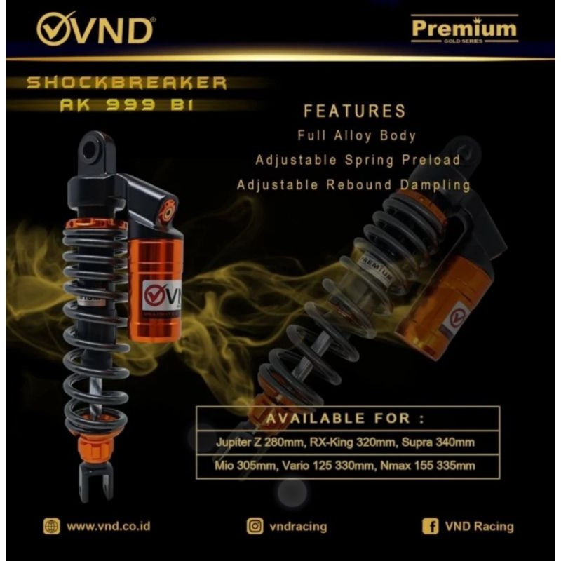 Shock VND AK 999 B1 310mm 330mm mio beat vario 125 xeon dll