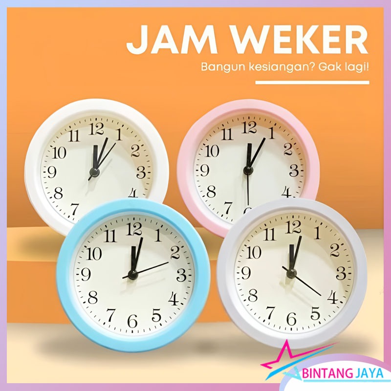 Weker Bulat Minimalis Jam Weker Bulat Minimalis dengan Lampu dan Suara Alarm Nyaring Minimalis / Jam