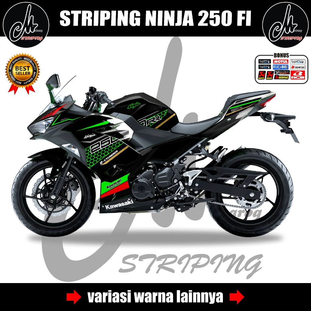 Striping Ninja 250 Fi New Krt 250rr / Stiker Decal Motor Kawasaki All New Ninja 250 Fi / Stock Decal