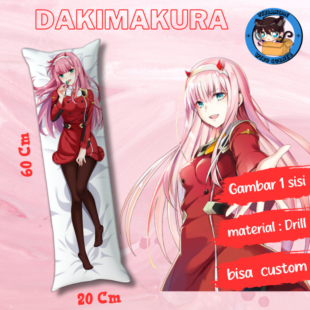 dakimakura / guling zero two / ukuran 20x60cm / sudah termasuk isi / bisa custom