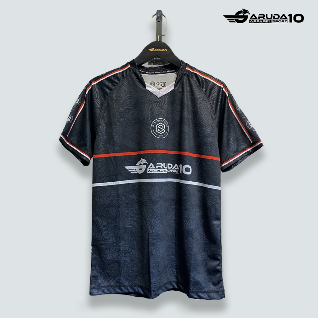 JERSEY GARUDASPORT10 HITAM&PUTIH CORAK MEGAMENDUNG BRAZIL EMBOSH Jersey Olahraga Jersey Atasan