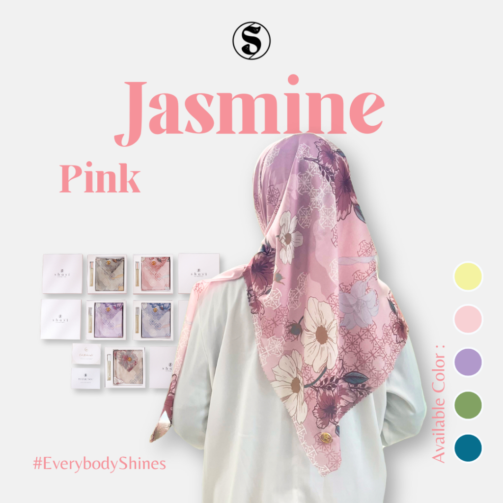 Jasmine Series Shasi Kerudung Hijab Segiempat Motif Voal Tryspan Premium Laser Cut Merah Muda/Pink