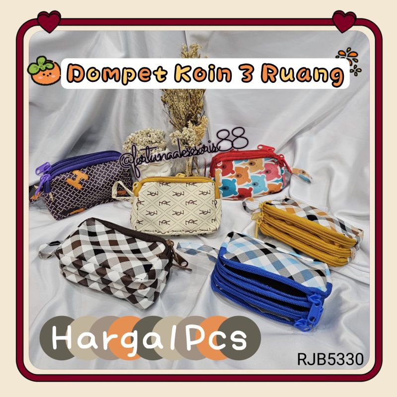 DOMPET 3 RESLETING 3RUANG / DOMPET FASHION ELEGAN / DOMPET KOIN WANITA / POUCH SLETING / VINTAGE POU