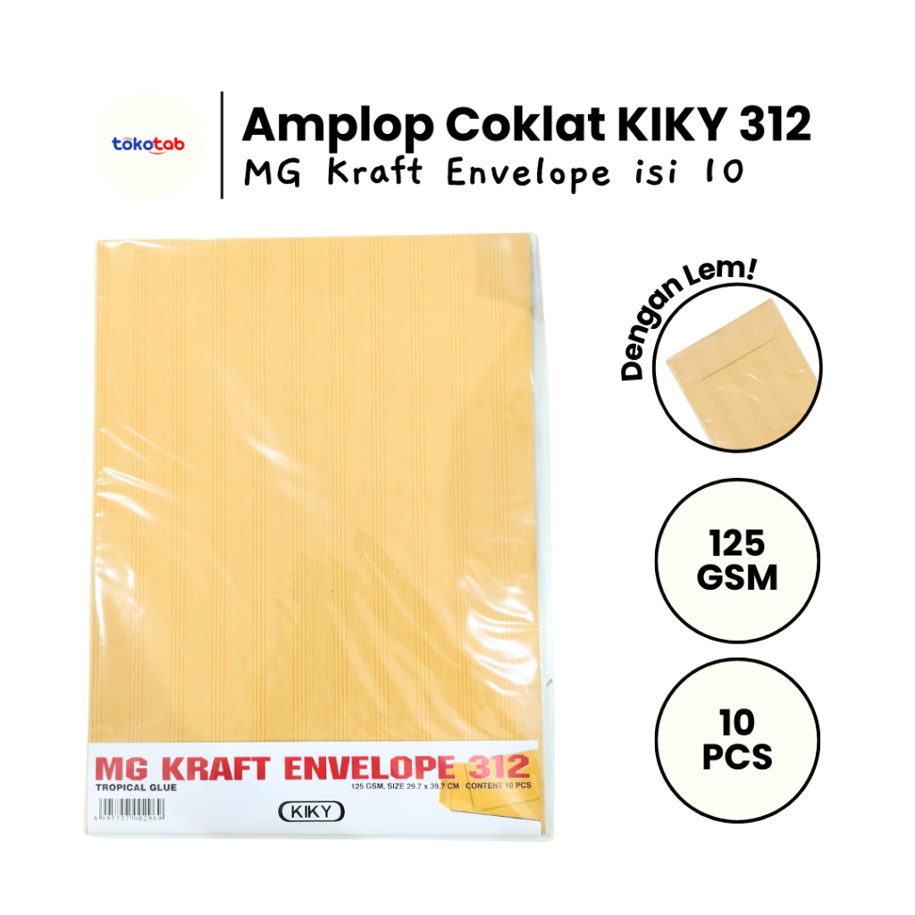 

Tokotab - AMPLOP COKLAT KIKY 312 POLOS LEM (10)