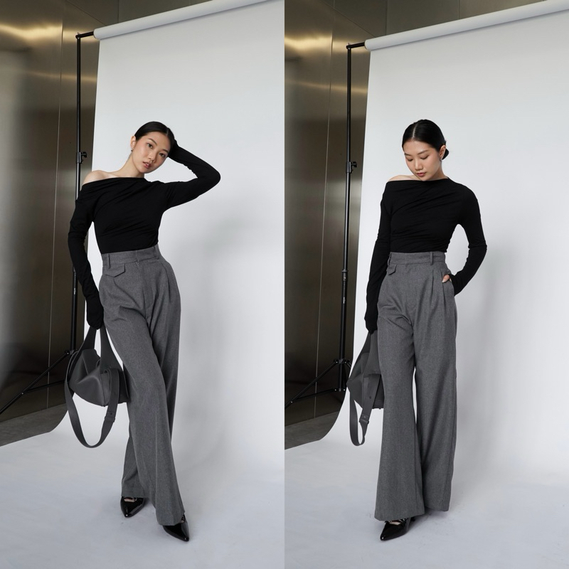 loose pants celana wanita kekinian korean style kulot premium highwaist bahan jatuh clana hw high wa