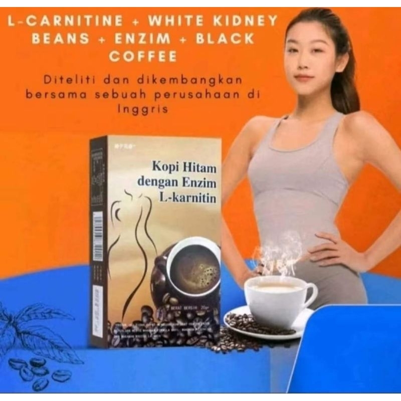 

Kopi Hitam dengan L-Carnitine Enzim White Kidney Beans 1 Box isi 10 Sachet