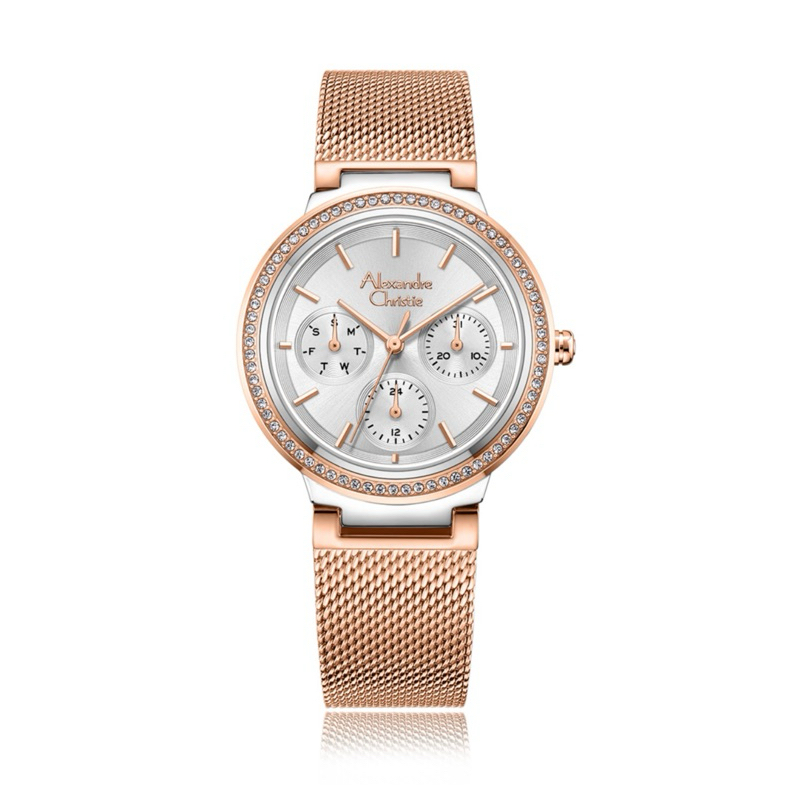 Jam Tangan Wanita Alexandre Christie Passion AC 2B20 BF BGPIV Ladies White rose Gold Mesh Strap / Ra