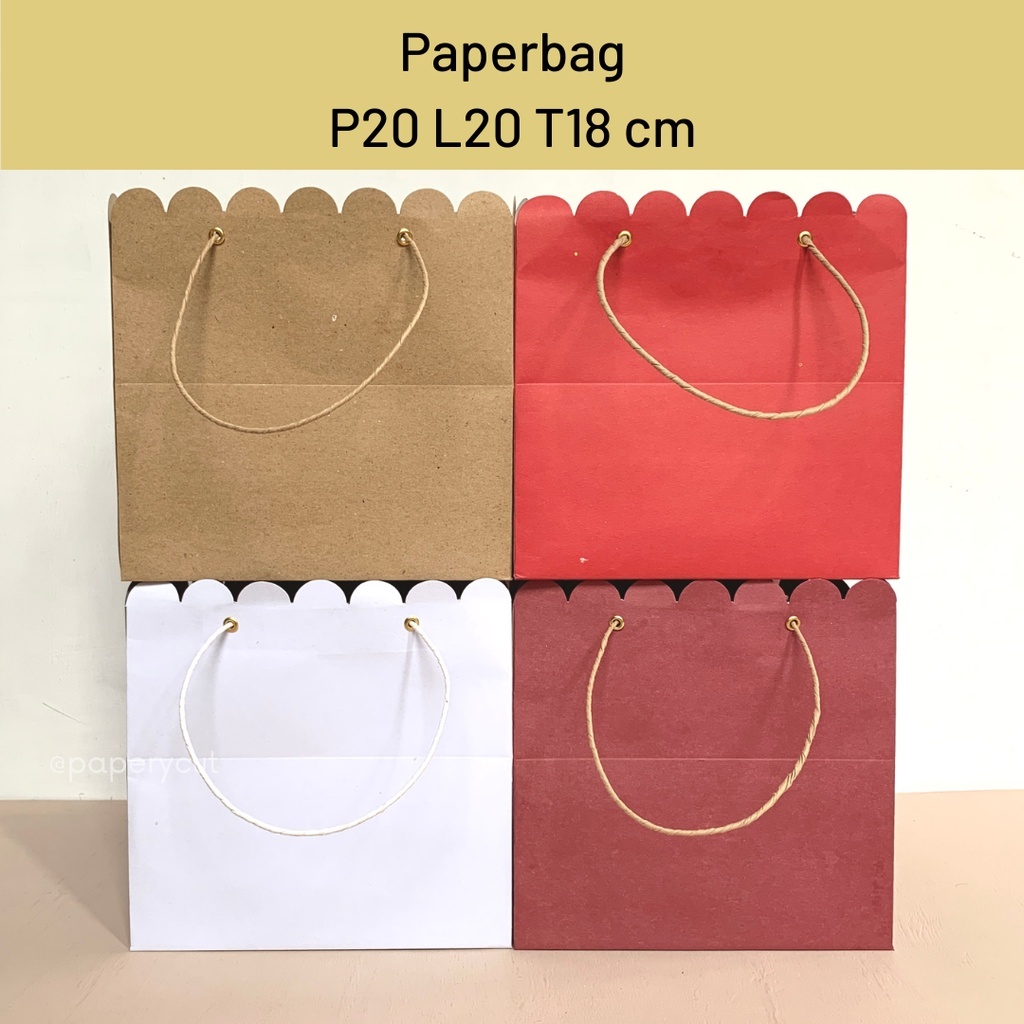 

Paperbag Tas Kertas Kraft Warna Polos Goodie Bag 20 x 20 x 18 cm