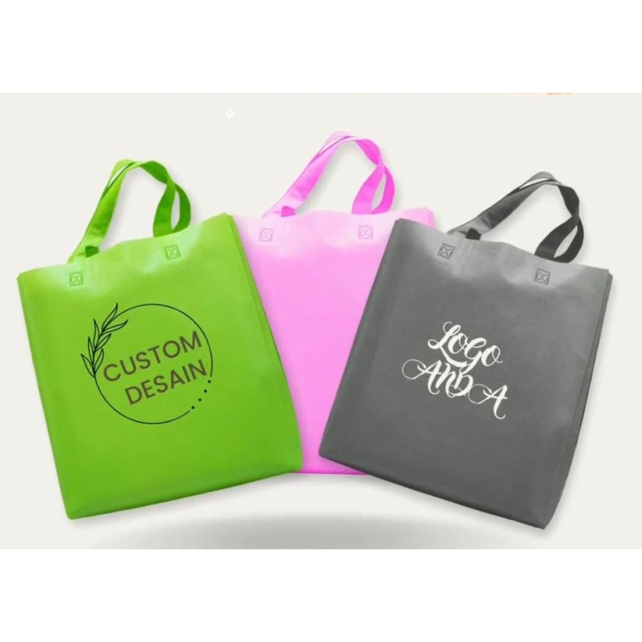 

Custom Tas Kain Spounbond Goodie Bag Tote Bag 38x44 38x45 Sablon cetak 1 sisi min order 100 pcs