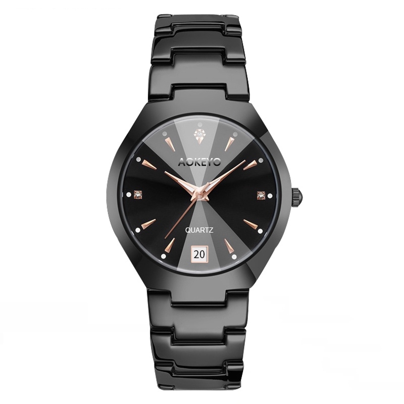 AOKEYO W101 Jam Tangan Wanita Original Berlian Anti Air Analog Bisnis Kuarsa Jam Tangan Cewek（Gratis Gelang + Kotak）-Emas hitam