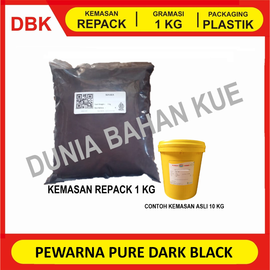 

PEWARNA MAKANAN FOOD GRADE PURE DARK BLACK / HITAM || 1 KG
