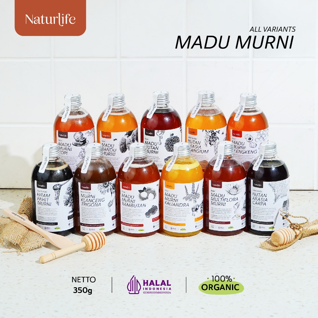 MADU MURNI RAW ASLI 350GRAM NATURLIFE ORIGINAL ALAMI TANPA CAMPURAN APAPUN RAW HONEY MINUMAN HERBAL 