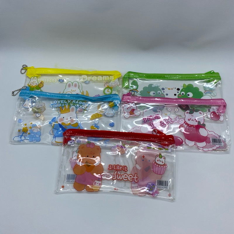 

Pouch Reseleting komestik Transparant motif Kartun Lucu kelinci beruang / Tas komestik cewek waterprof / pouch serbaguna / Kotak pensil anak sekolah / Pouch transparant