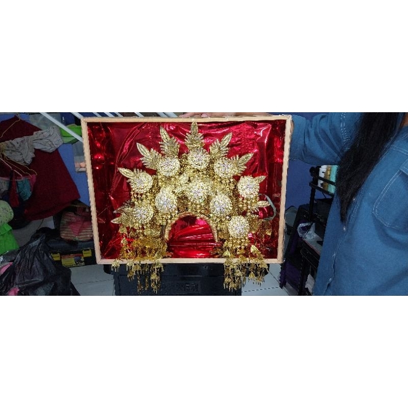 SUNTING MINANG PENGANTIN SUNTIANG PADANG RUNCING WARNA GOLD