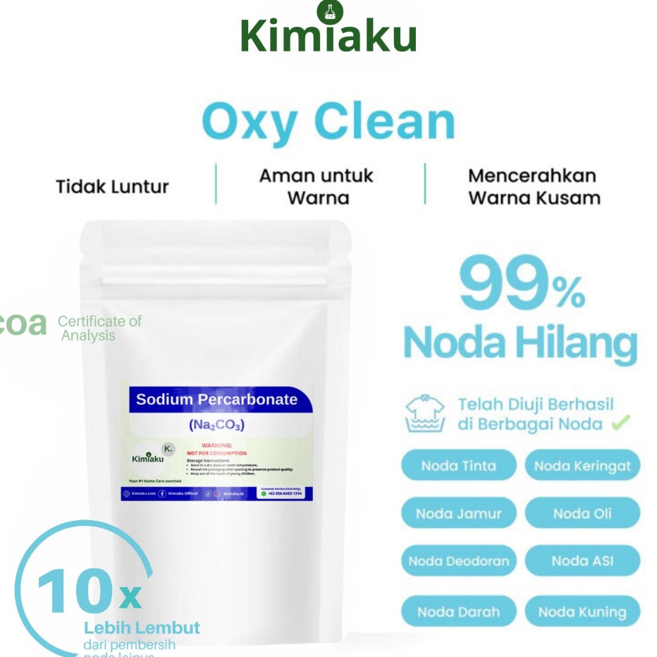 COD Oxy Clean  Pemutih Pakaian  Penghilang Noda  Sodium Percarbonate Anti Bakteri 5gr By Kimiaku
