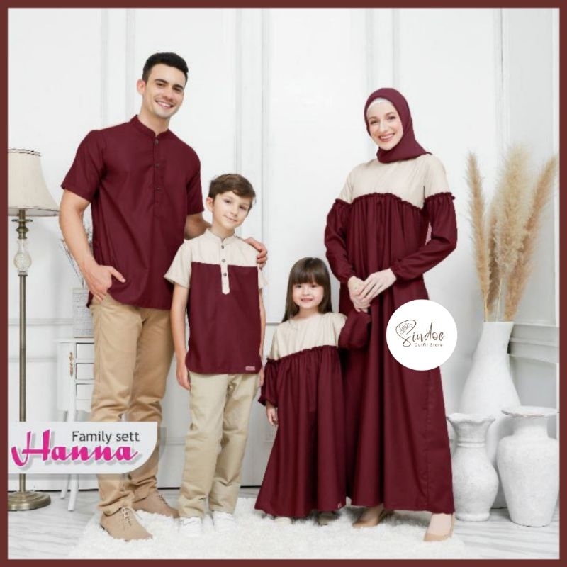 Couple Family Hanna Set-Couple Raya Family-Seragam Keluarga Raya-Gamis Couple-Baju Anak