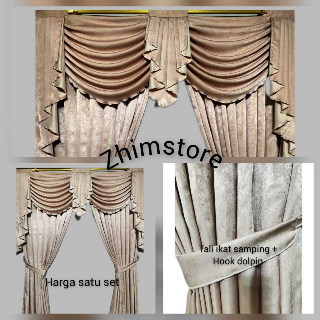 gorden jendela poni model sepanyol/gelombang/berbagai ukuran/harga satu set