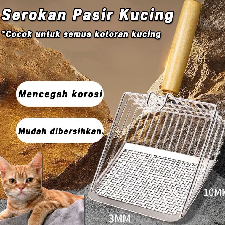 Terbaru Sekop Serokan Pasir Stainless Sekop Serokan Pasir Kucing Serok Pasir Cat Litter Scoop Seroka