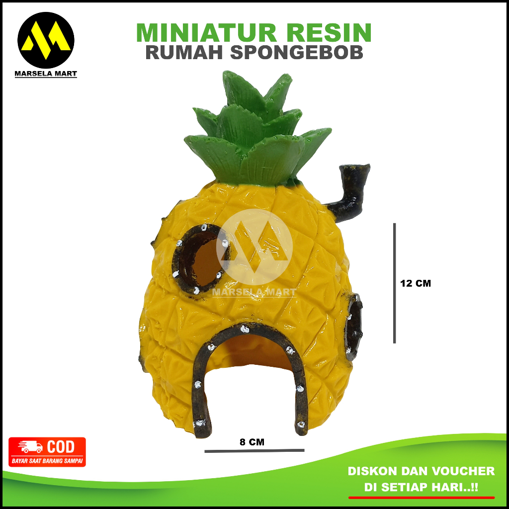 Hiasan Aquarium Rumah Spongebob Diorama Miniatur Resin Hiasan Akuarium Aquascape Ornamen Ikan Hias