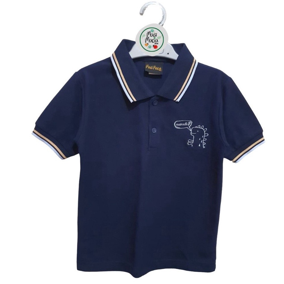 Sekarang Bermanfaat  Masimada Kids Dino Collared Tshirt Navy Kaos Berkerah Anak Laki laki Warna Navy