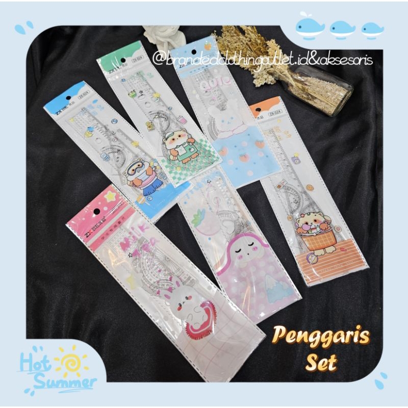 

4IN1 PENGGARIS PLASTIK / PENGGARIS SET LENGKAP 4 MODEL LUCU / CUTE RULER SET / ZX9320