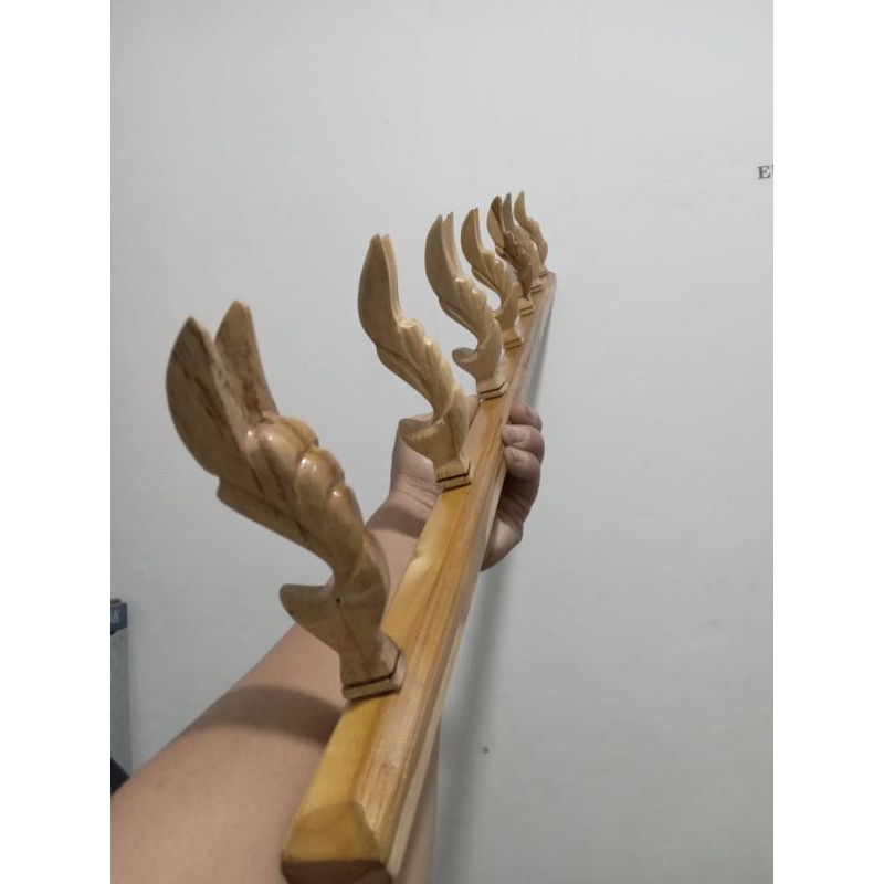 Pion/kanco joran timbang kayu jati ukiran motif  Kujang bisa dirakit dan bleseng
