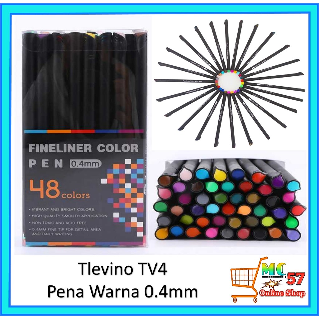 

Pena Warna Warni 48 Warna - Tlevino TV4 Pena Warna Drawing Pen Fine Point Art Watercolor 0.4mm - Pena Warna Warni 1 Set 48 Warna!