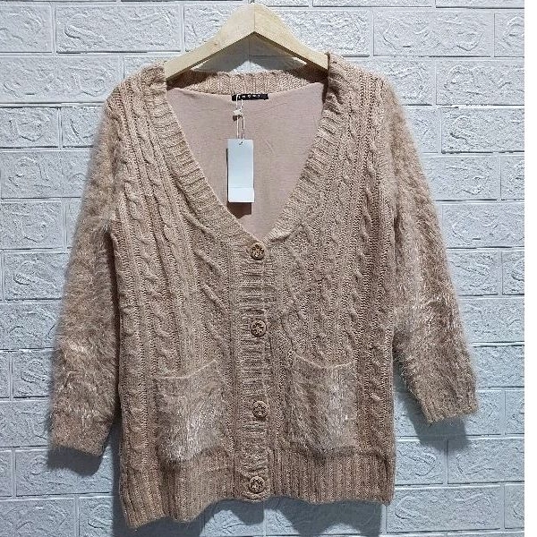 INGNI CARDIGAN RAJUT KEPANG FUZZY LENGAN SEMI BALON