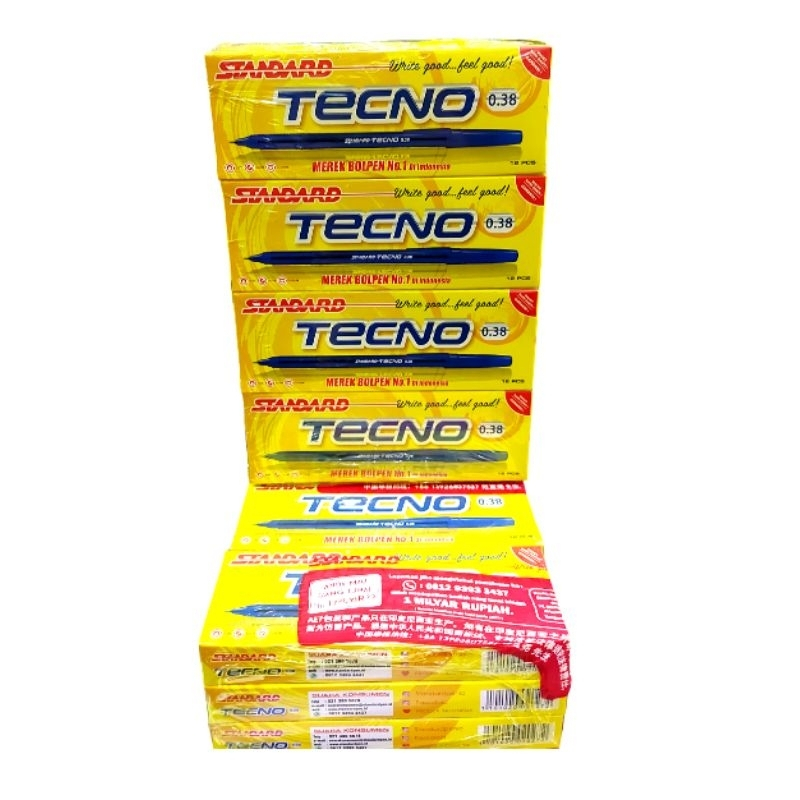 

Ballpoint / Pulpen / Pen / Bolpen STANDARD TECNO 0.38 - Hitam 12 Pcs 1 Lusin