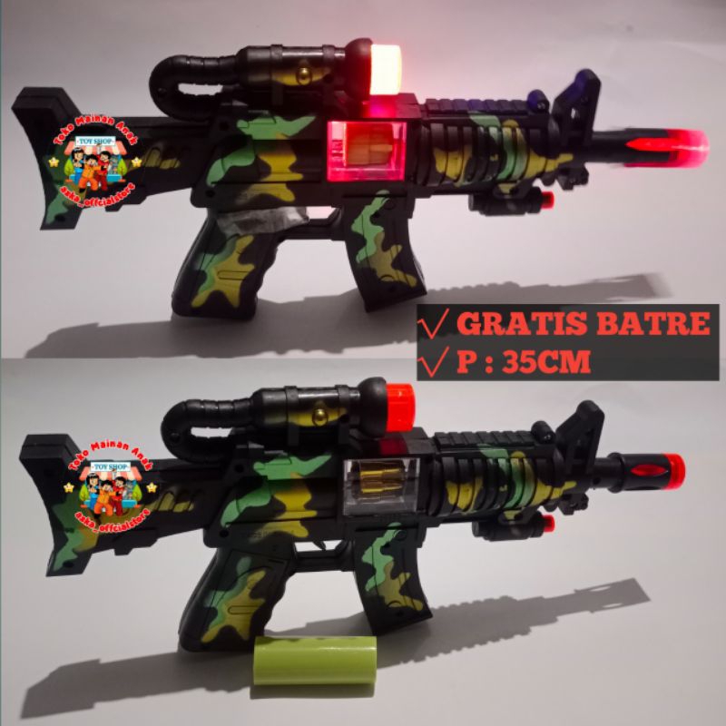 Mainan Tembak-tembakan Nyala lampu dan Bunyi / Tembak-tembakan Batre Murah