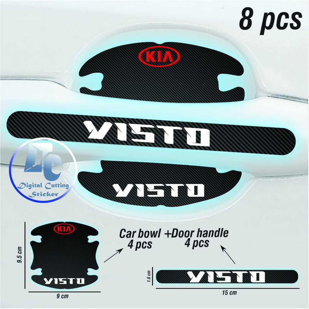 8 Pcs/set Stiker Pelindung Handle Mobil kia visto Bahan Carbon 3d Untuk kia visto