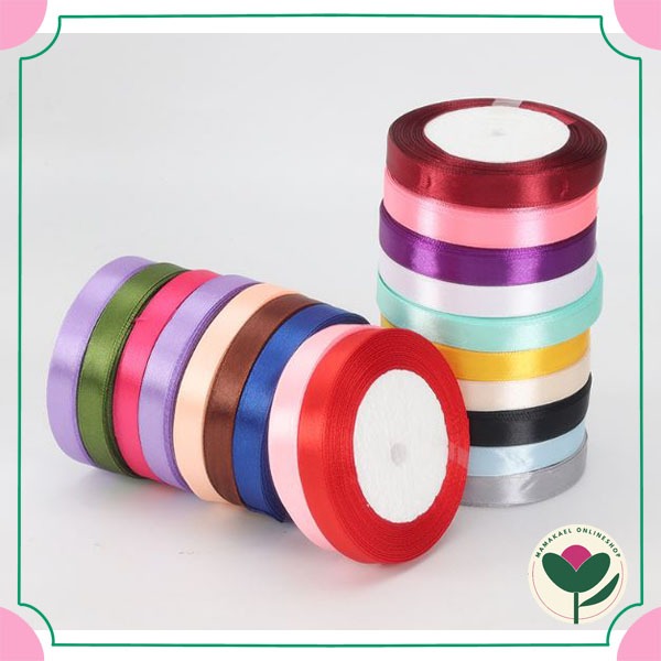 

1 meter pita meteran pita satin import ukuran 1.2 cm atau 1/2 inch buket ribbon polos MK1738