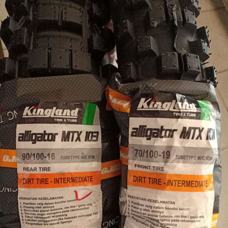 ban trail kingland ring 16/19 sepasang depan dan belakang ukuran 90-100/16 dan 70-100/19