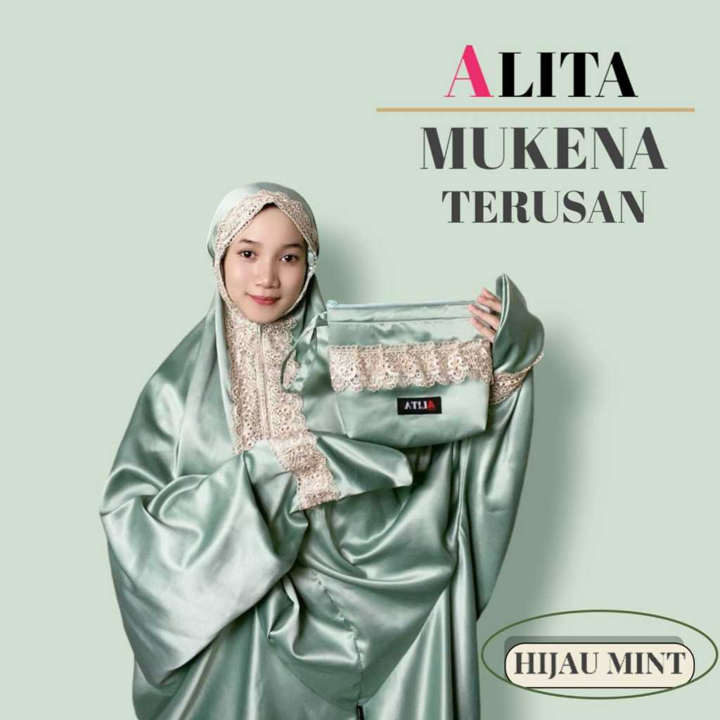 ALITA Mukena Dewasa Terusan Renda Premium Sutra Velvet Terbaru