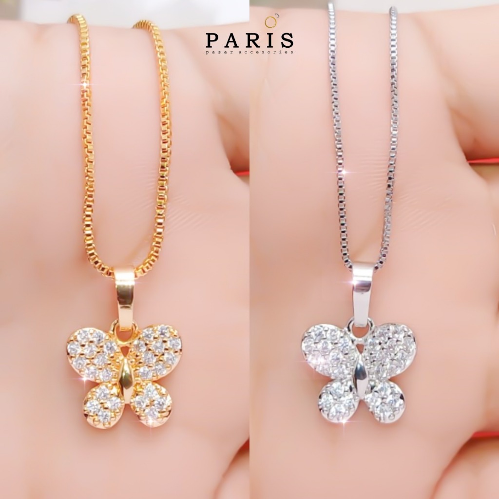 Kalung Itali Set Liontin Lapis Emas Dan Perak Perhiasan Wanita Dewasa Dan Remaja KL.40