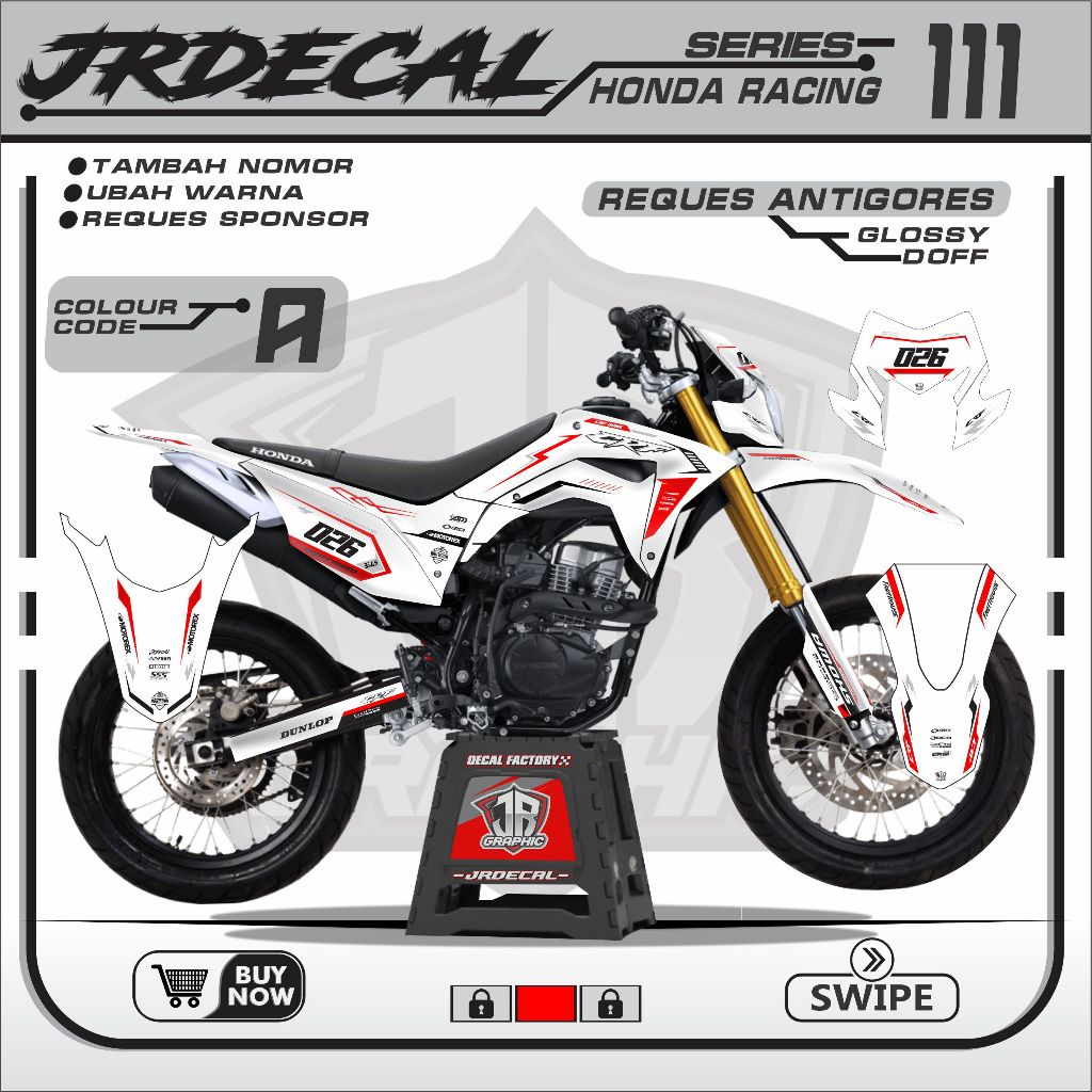 (BISA COD) DECAL CRF 150 L FULL BODY PUTIH - DEKAL STIKER CRF PUTIH MOTIF KEREN VARIASI SIMPEL MINIM