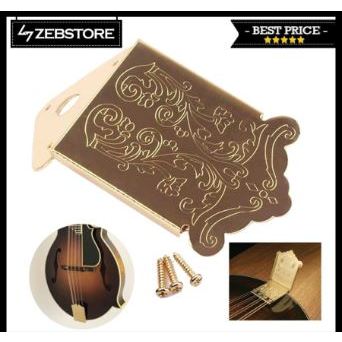 Bridge dan Tailpiece Gitar Mandolin Warna Emas untuk Gitar Akustik dan Elektrik